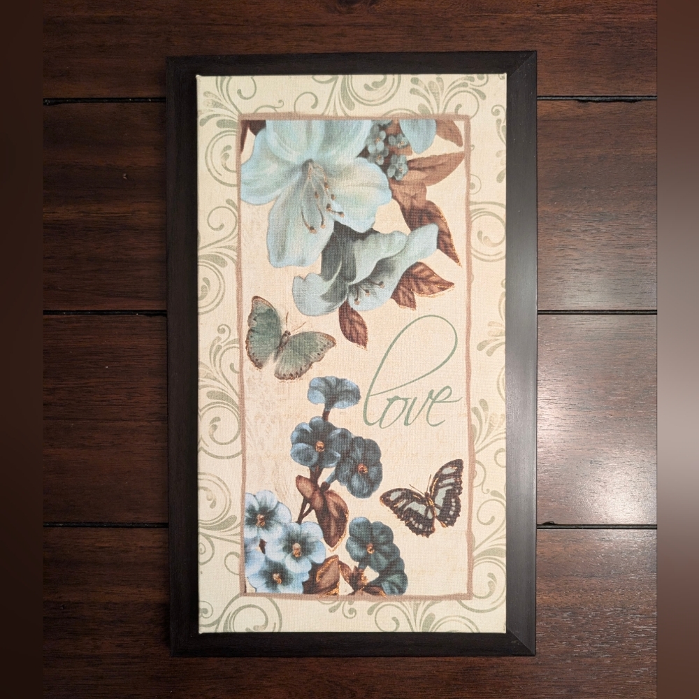 Floral and Butterfly Wall Art with Love Inscription